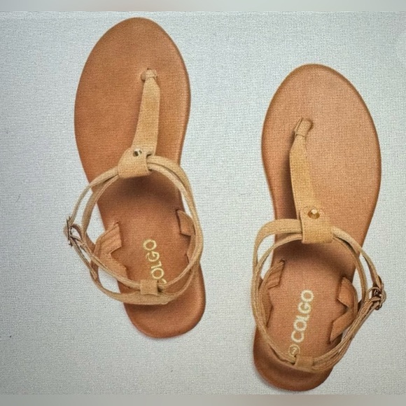 Colton Thong Casual Flat Sandals with Ankle Buckle - Picture 1 of 4